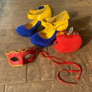 High Heel Platform • Blue & Yellow • 1 time wear • Never outside • carpet only
